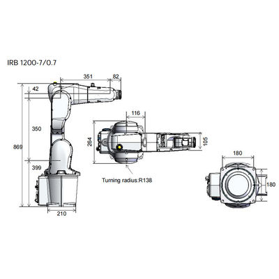 IRB1200 αυτόματο βιομηχανικό ρομπότ με το βραχίονα ρομπότ ωφέλιμων φορτίων 7KG για την πολωνική μηχανή και τα υλικά μέρη διαχειριζόμενου εξοπλισμού