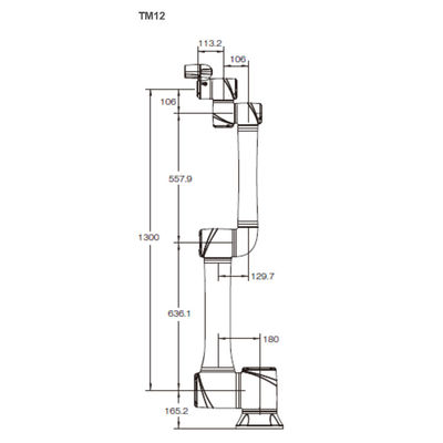 Ευφυές ρομπότ TM12 Cobot με το ωφέλιμο φορτίο 1300MM 12KG ρομποτικός βραχίονας για CNC τη φόρτωση και την εκφόρτωση