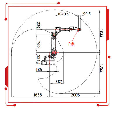 SF6-C2080 με το ωφέλιμο φορτίο 2080MM 10KG ρομποτικός βραχίονας προσιτότητας ως βιομηχανικό ρομπότ και ρομπότ συγκόλλησης