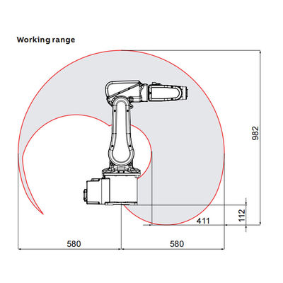 ABB IRB120 με το βραχίονα ρομπότ 6 άξονα με το ωφέλιμο φορτίο 3kg φθάνει σε 580mm για την επιλογή και τοποθετεί ως μηχανή συνελεύσεων