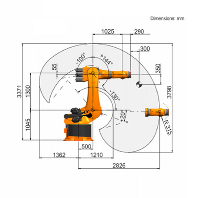 Βραχίονας ρομπότ συγκόλλησης KUKA KR 500 R2830 με το εκτιμημένο ωφέλιμο φορτίο 500 φανοί συγκόλλησης κλ