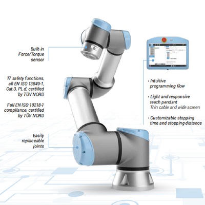 Βιομηχανικός ρομποτικός βραχίονας Cobot Ur3 με το οπτικό σύστημα Cognex πενσών RG6