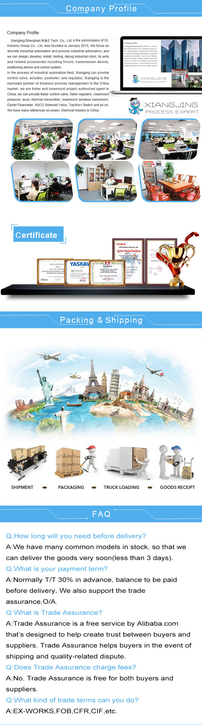 Xiangjing (Shanghai) M&E Technology Co., Ltd Ποιοτικός έλεγχος