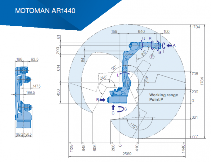 Βιομηχανικός βραχίονας YASKAWA AR900 ρομπότ για το ωφέλιμο φορτίο 927mm οξυγονοκολλητών 7kg τόξων ρομπότ συγκόλλησης βραχιόνων